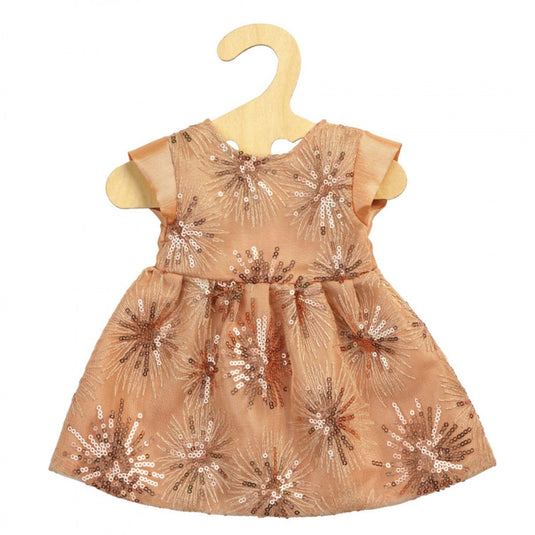Heless poppenjurk glitterjurk rosegoud 28-35 cm poppen kleding.