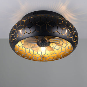 Rl live your light reality bidar - plafondventilator - zwart-goud - excl. 3x e27 4 w - licht apart schakelbaar - afstandsbediening - plafondbevestiging - 3 snelheidsinstellingen - timer - zomer- en wintermodus