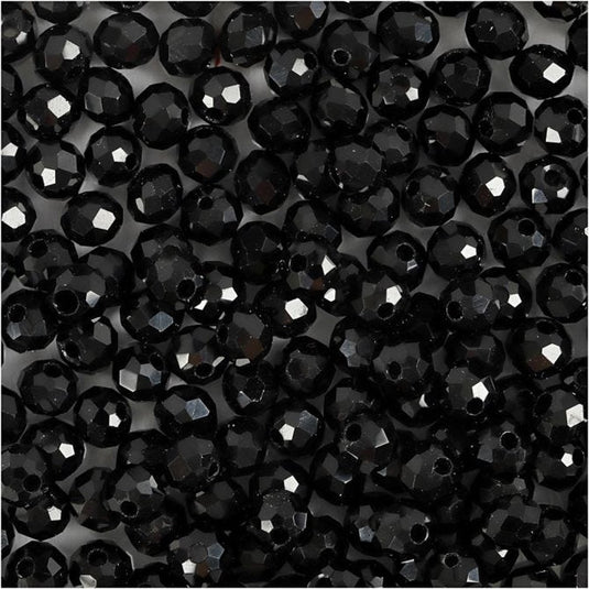 Creativ company cc glas facet kralen 3x4 mm metallic zwart 100 stuks