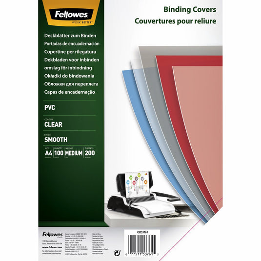 Fellowes schutbladen a4 transparant 200 micron 100 stuks pvc