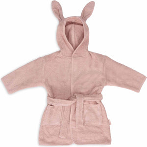 Jollein - baby badjas badstof 1-2 jaar - badjas kinderen met capuchon - wilde rose