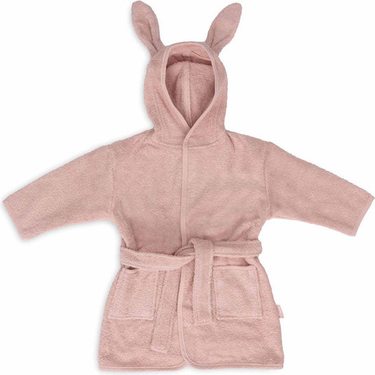 Jollein - baby badjas badstof 1-2 jaar - badjas kinderen met capuchon - wilde rose