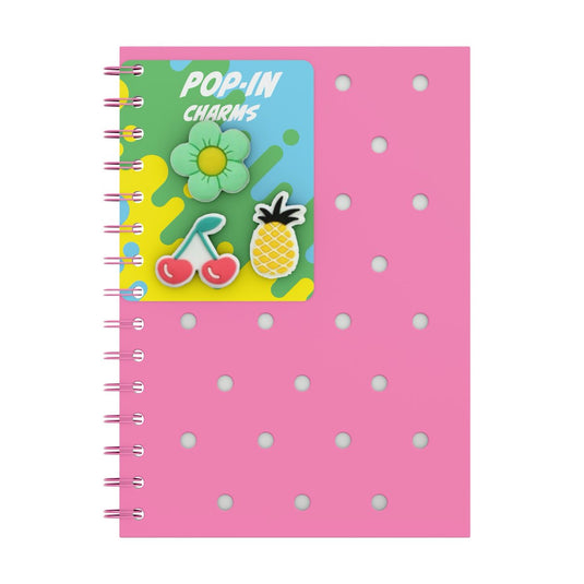 Qc colour neon pink siliconen a5 notitieboek met pins