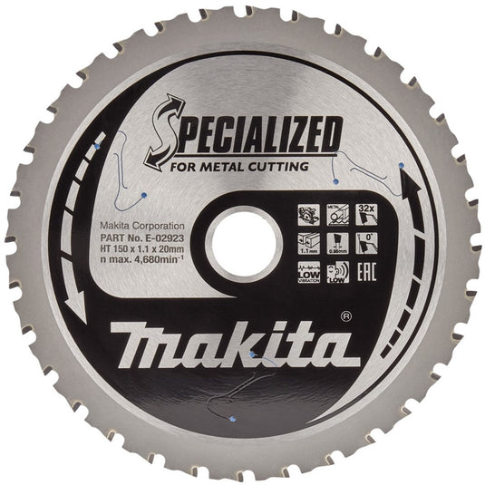 Makita cirkelzaagblad voor staal | specialized | ø 150mm asgat 20mm 32t - e-02939
