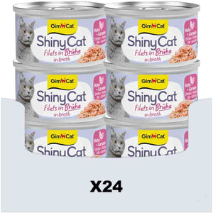 Gimcat 24 x 70 g - shinycat filets in jelly kip + garnalen