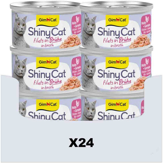 Gimcat 24 x 70 g - shinycat filets in jelly kip + garnalen