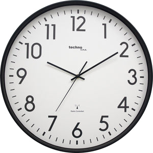 Technoline wt 8998 - wandklok - analoog - rond - kunststof raam - radiogestuurde tijdsaanduiding - cijfers - zwart - wit - ∅ 50,5 cm