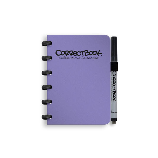 Correctbook a6 uitwisbaar notitieboek – petunia purple – blanco – herbruikbaar schrift – inclusief pen wisdoekje – aanvulbaar met extra pagina’s