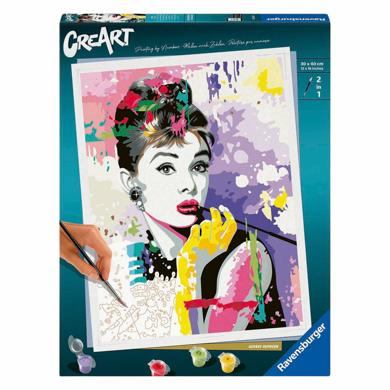 Afbeelding laden in galerijviewer, Ravensburger schilderen op nummer set - audrey hepburn canvas kunst.
