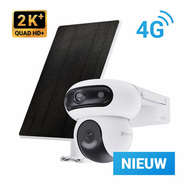 Ezviz hb90x dual 4g wifi 6 – 2k+ dual-lens beveiligingscamera 8w zonnepaneel – 360° pan-tilt- ai detectie - auto tracking – colorfull nachtzicht – sirene spotlight - geen maandkosten