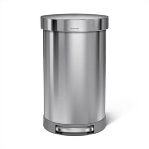 Simplehuman halfronde pedaalemmer - 45 liter - met zakkenrand - geborsteld roestvrij staal