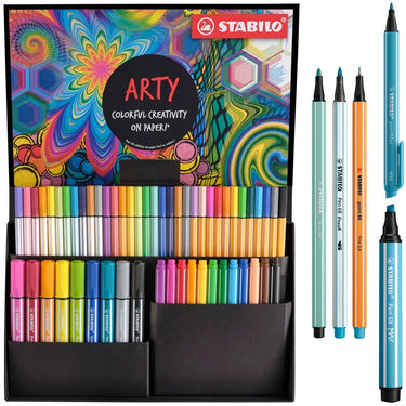 Stabilo arty set - set pen 68, pen 68 brush, point 88, pen 68 max pointmax - combi etui met 55 stuks