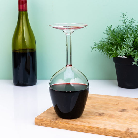 Mikamax upsidedown wijnglas – omgekeerd wijnglas - wineglass – grappig cadeau– 350 ml – transparant glas