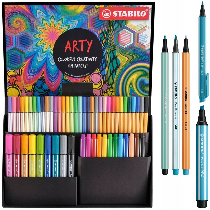 Afbeelding laden in galerijviewer, Stabilo arty set - set pen 68, pen 68 brush, point 88, pen 68 max pointmax - combi etui met 55 stuks
