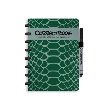 Correctbook a5 uitwisbaar notitieboek – wise snake – gelinieerd – herbruikbaar schrift – inclusief pen wisdoekje – aanvulbaar met extra pagina’s