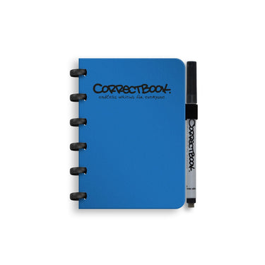 Correctbook a6 uitwisbaar notitieboek – earthy blue – gelinieerd – herbruikbaar schrift – inclusief pen wisdoekje – aanvulbaar met extra pagina’s