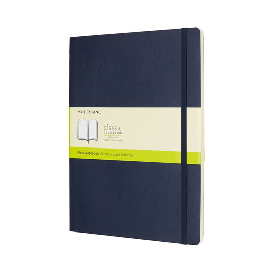 Moleskine classic notitieboek - extra large - softcover - blanco - saffier blauw