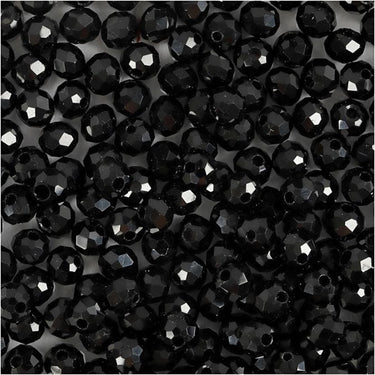 Creativ company cc glas facet kralen 3x4 mm metallic zwart 100 stuks