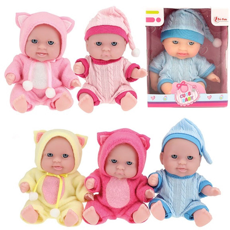 Afbeelding laden in galerijviewer, Toi-toys babypop met kledingset 14 cm lichtroze
