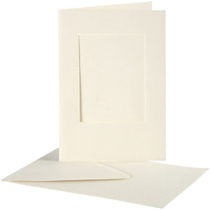 Creativ company kaarten enveloppen passepartout rechthoek 10,5x15 cm off-white 10 stuks