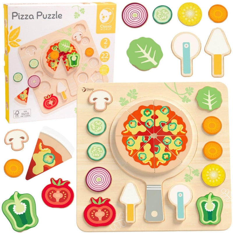 Chargez l'image dans la visionneuse de la galerie, Classic world houten speelgoed vormenpuzzel pizza 22 stuks educatief.
