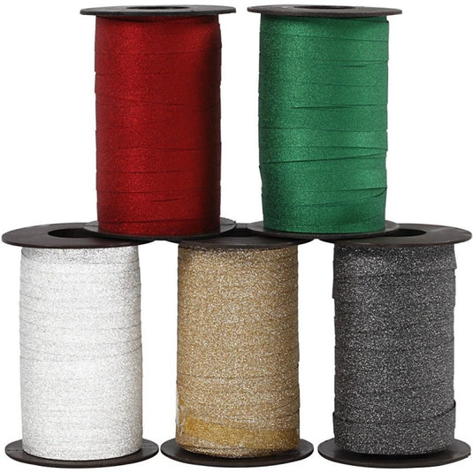 Creativ company https: www.cchobby.nl cadeaulint-b-10-mm-glitter-diverse-kleuren-5x100-m-1-doos