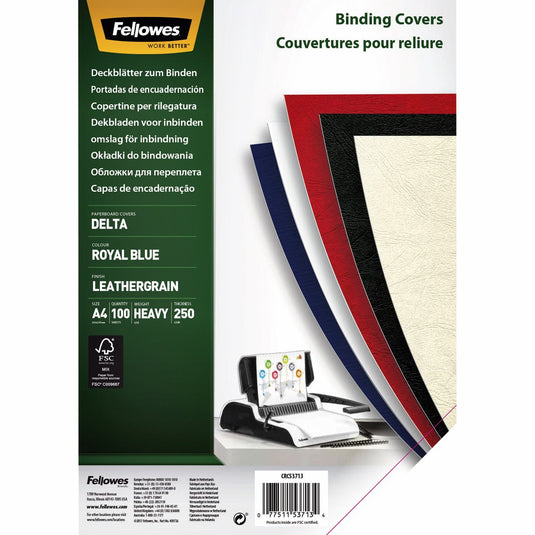 Inbindkaft fellowes 5371305 koninklijk blauw papier