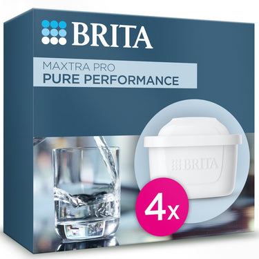 Brita waterfilterpatroon maxtra pro pure performance - 4 stuks - originele waterfilter voor waterfilterkannen - filtert onzuiverheden zoals herbiciden, pfas, chloor, kalk en metalen