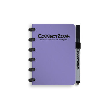Correctbook a6 uitwisbaar notitieboek – petunia purple – gelinieerd – herbruikbaar schrift – inclusief pen wisdoekje – aanvulbaar met extra pagina’s
