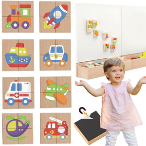 Vigatoys viga houten magnetische puzzel - voertuigen fsc-certificaat