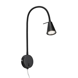 Briloner tusa - led wandlamp - zwenkbare bureaulamp - bedlamp met warm wit licht - 4.7 w - zwart - ø8 x 45 cm