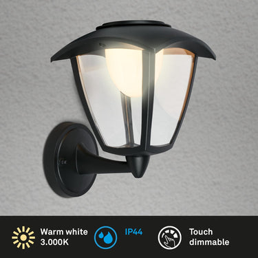 Briloner - led wandlamp oplaadbaar - buitenlamp dimbaar - zwart - 23 x 29,5 x 16,5 cm - zwart