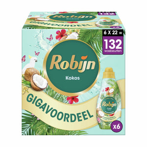 Robijn klein krachtig collections color kokos vloeibaar wasmiddel - 6 x 22 wasbeurten - voordeelverpakking