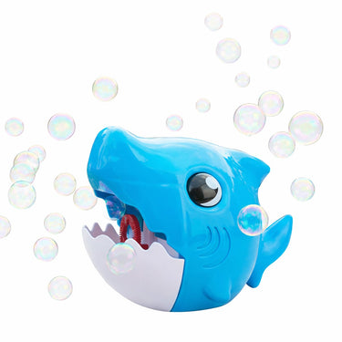 Eddy toys bubble shark bellenblaasmachine - blauw - automatische bellenblaasmachine met 60 ml bellenblaasvloeistof - 2 stuks set - blauw wit