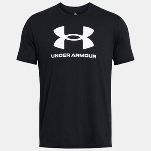 Under armour ua sportstyle logo update ss-blk heren sportshirt - zwart - wit