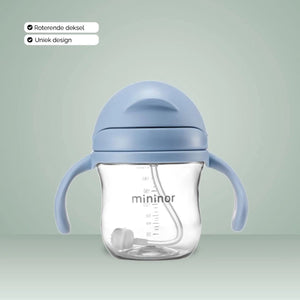 Mininor no-spill rietjesbeker - nordic sky - 220 ml - anti-lek - variabele flow