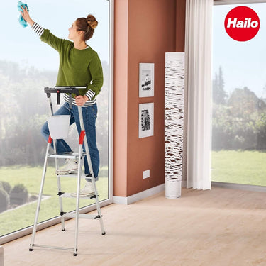 Hailo trapladder l80, en 131, met multifunctionele schaal en xxl-treden, tot 150 kg, div. varianten