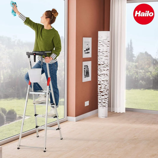 Hailo trapladder l80, en 131, met multifunctionele schaal en xxl-treden, tot 150 kg, div. varianten