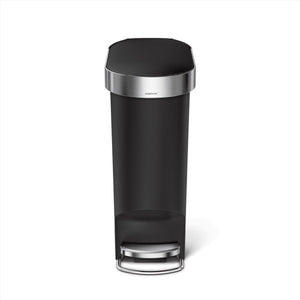 Simplehuman slanke plastic pedaalemmer - 40 liter - met zakkenrand - zwart kunststof