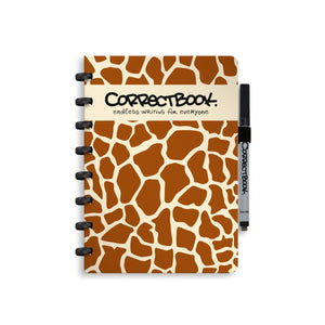 Correctbook a5 uitwisbaar notitieboek – curious giraffe – gelinieerd – herbruikbaar schrift – inclusief pen wisdoekje – aanvulbaar met extra pagina’s