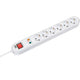 Bachmann smart stekkerdoos 6x geaard contact, schakelaar, overspanningsbeveiliging, wit, 1,5 m