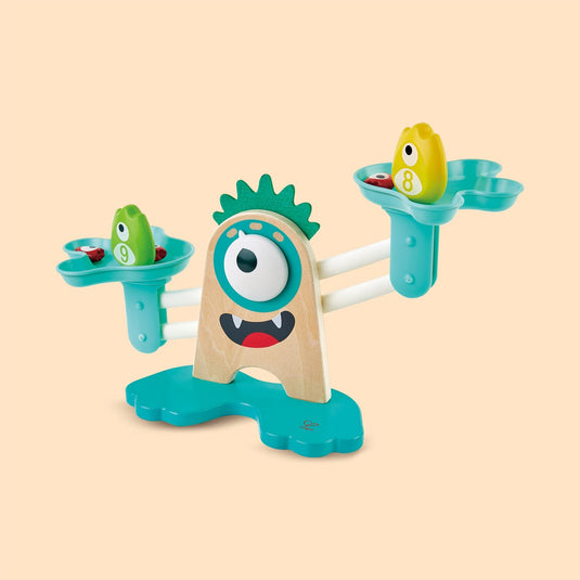 Hape monster weegschaal - speelgoed weegschaal met 20 monstergewichten, wiskunde speelgoed vanaf 3 jaar