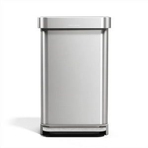 Simplehuman rechthoekige pedaalemmer - 45l - plastic deksel - met zakkenhouder - zilver rvs