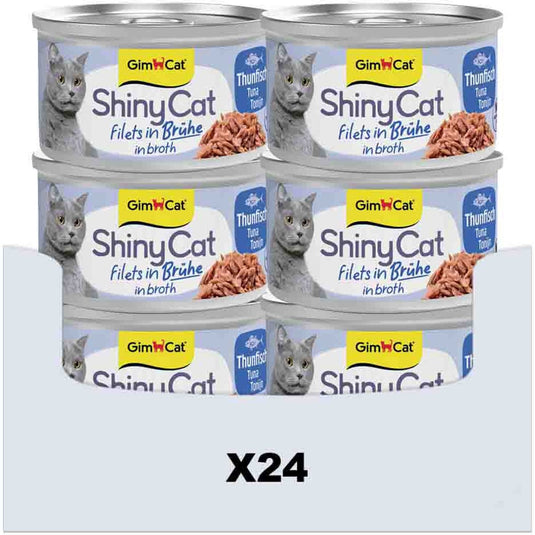 Gimcat 24 x 70 g - shinycat filets in broth tonijn