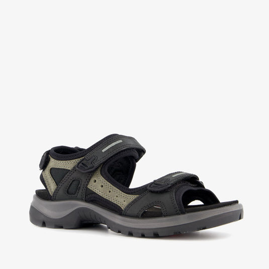 Ecco onroads leren dames sandalen zwart groen - maat 38