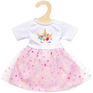Heless poppenkleding jurk eenhoorn meisjes 35-45 cm wit roze 2-delig