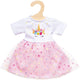 Heless poppenkleding jurk eenhoorn meisjes 35-45 cm wit roze 2-delig