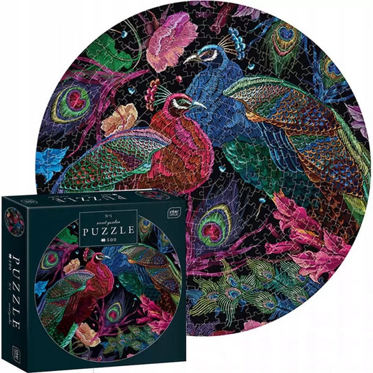 Geronimo games interdruk puzzel 500 stuk - kleuren van de natuur, rond pauw