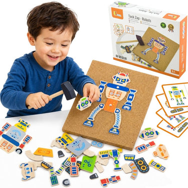 Vigatoys viga toys houten robot spijkerspel - educatief hobbypakket met 45 stuks - oog-hand coördinatie en precisie verbeteren