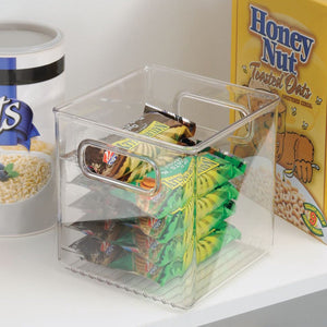 Idesign opbergbakje met handvatten large rechthoekig - transparant - nestbaar | bpa-vrij
